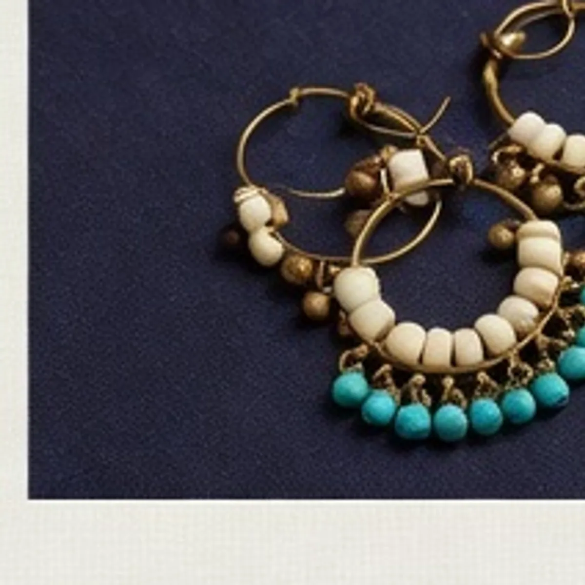 Brass Hoop Earrings · Bone Bead & Turquoise