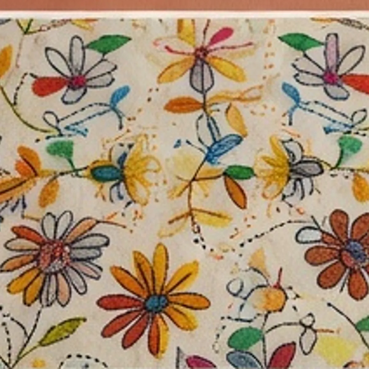 Multicolor Floral Embroidered Cotton Stole